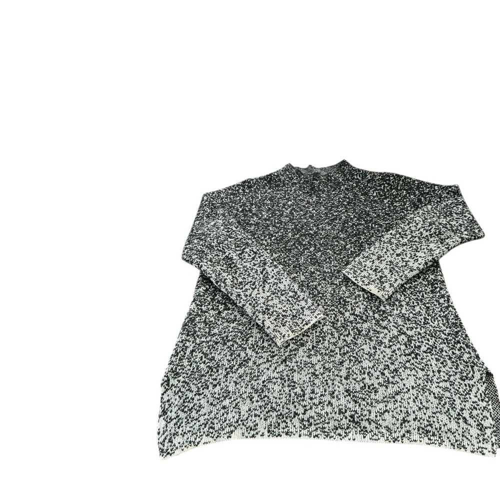 Pure Jill Marled Knit Sweater Size Medium Gray Black Cotton Blend Pullover - Picture 4 of 5